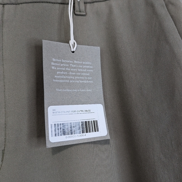 Everlane Chino Pants Mens 38 x 32 Covert Green Uniform Performance Slim Fit NEW - Picture 11 of 15